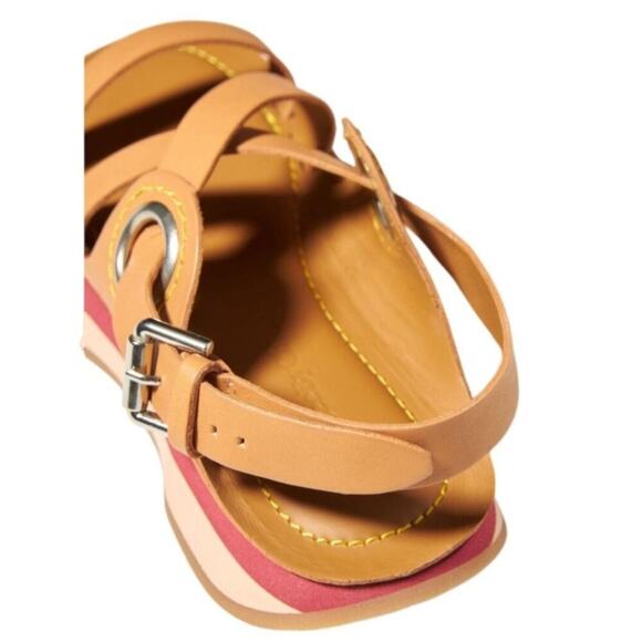 NWOT SEE BY CHLOÉ Tan Leather Ysee Chloe Crisscross Flatform Sandals Size EU 37 - Picture 8 of 11